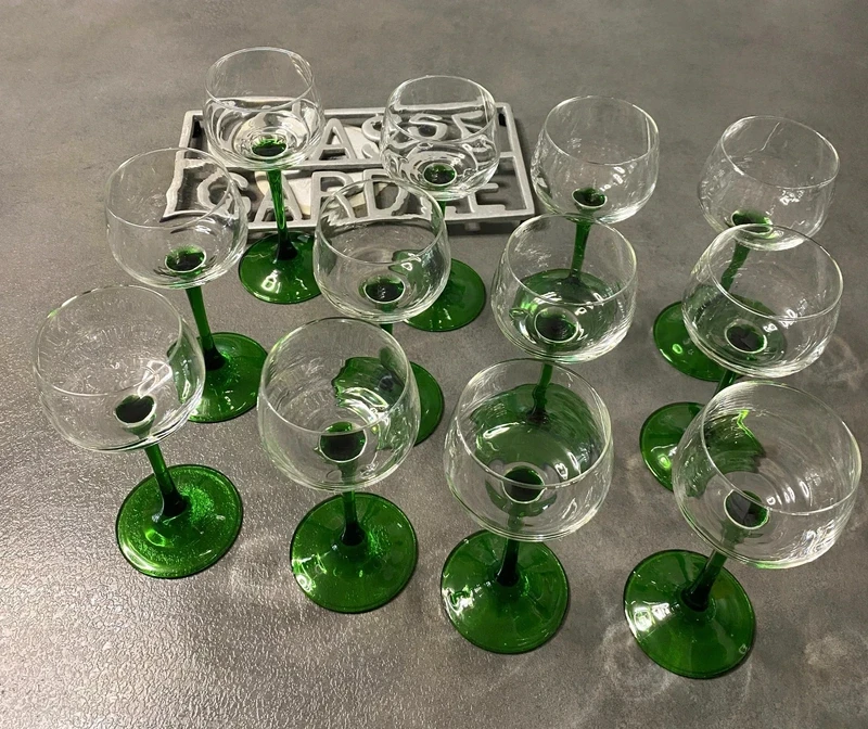 12 vasos Alsacia pies verdes y bola vintage 19 eme – photo 3